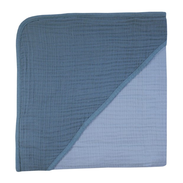 Musselin Uni stahl-dunkelblau Kapuzen-Bt. 100x100