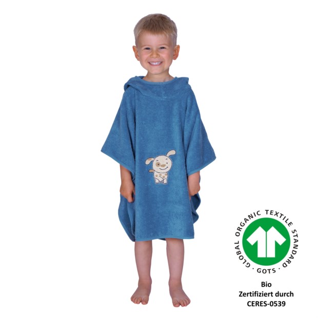 Hund rauchblau Bade-Poncho Gre 60/75