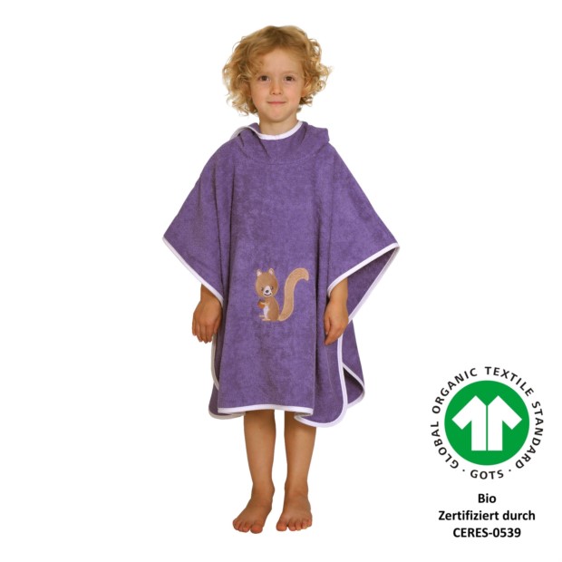 Eichhörnchen flieder Bade-Poncho Größe 60/75
