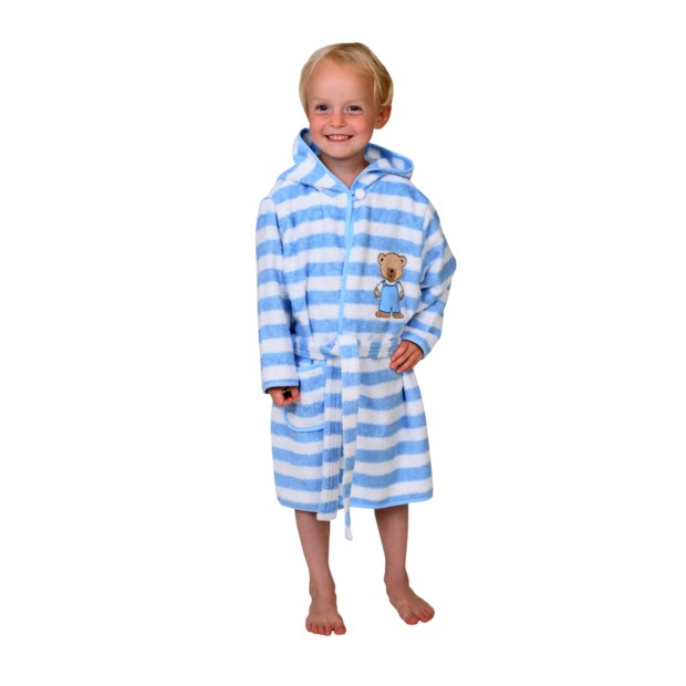 Teddy Ringel hellb. Kinder-Bademantel74/80-98/104