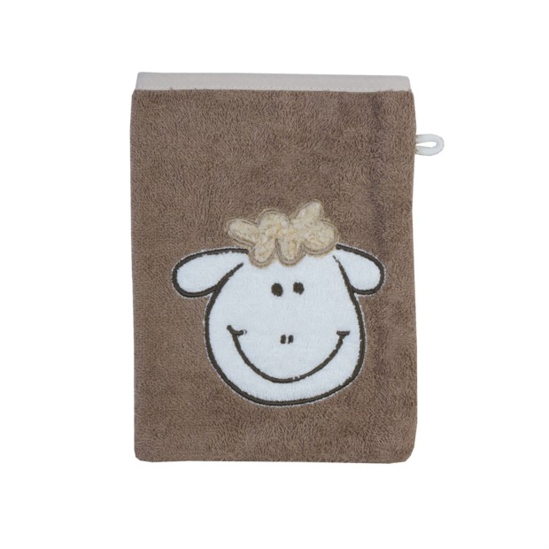 Schaf hellbraun Waschhandschuh 