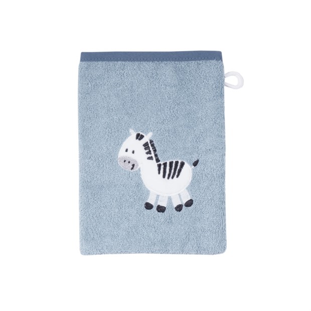 Zebra stahlblau Waschhandschuh Gre 15/21