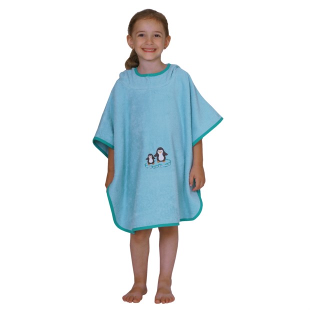Pinguine eisblau Bade-Poncho Gre 60/75