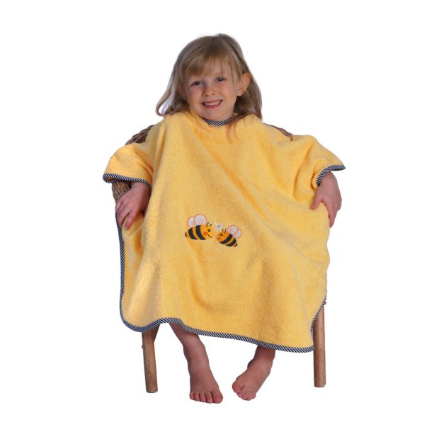 Bienen gelb Bade-Poncho Gre 60x75 cm