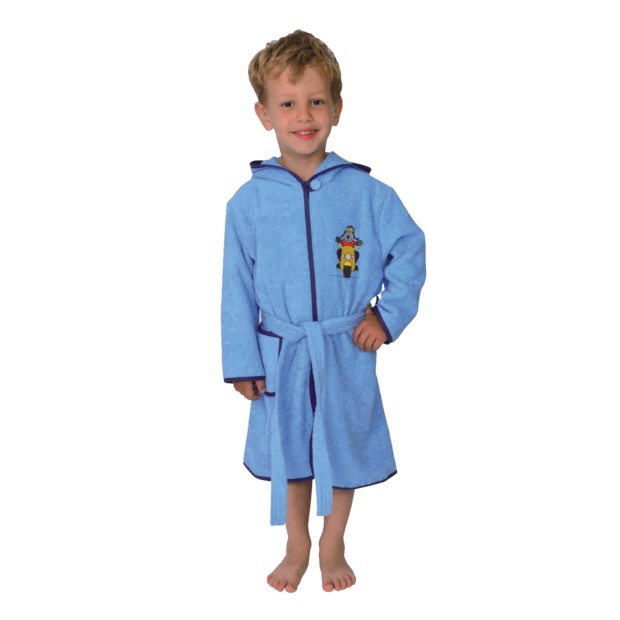 Bikerbr hellblau Kinder-Bademantel Gr. 86/92