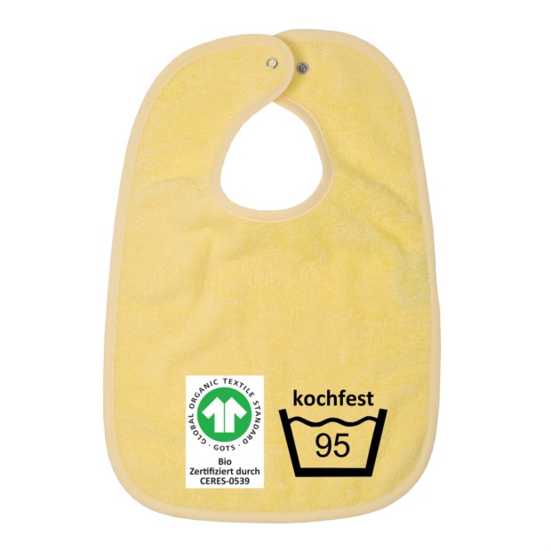 GOTS kochfest gelb Riesen-Latz m. Druckknopf 30/45