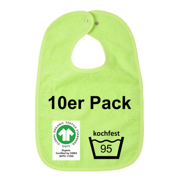 .GOTS kochfest gr�n 10er-Pack Riesen-Latz m. Druck