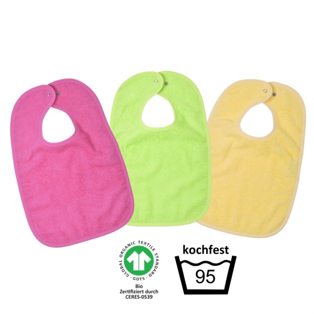 GOTS kochfest pink Druckknopflatz 3er Pack 30/45