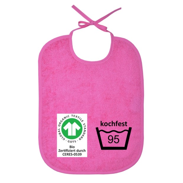 GOTS kochfest pink Riesen-Bindelatz Gre 32/40