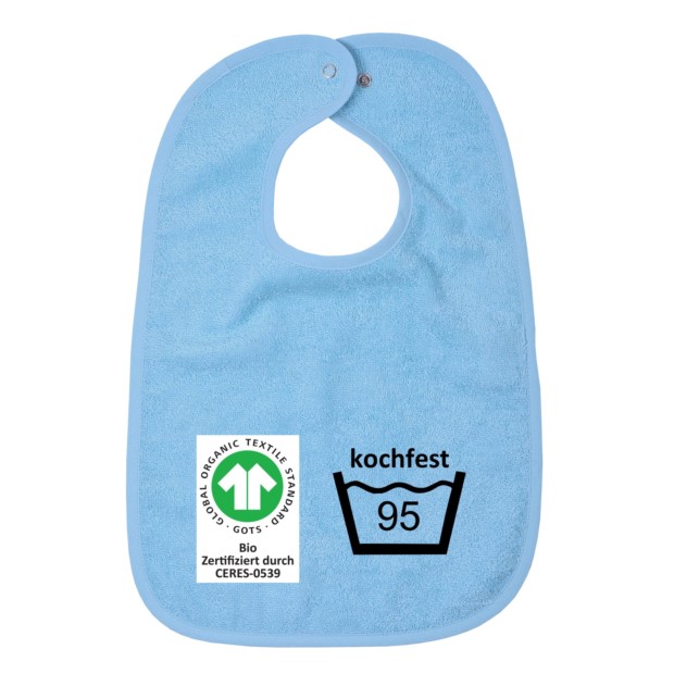 GOTS kochfest blau Riesen-Latz m. Druckknopf 30/45