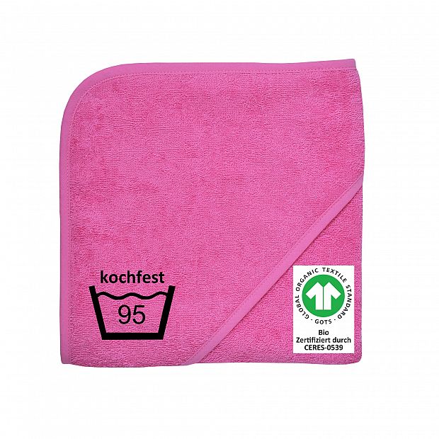 GOTS kochfest pink Kapuzen-Bt. Gre 80/80