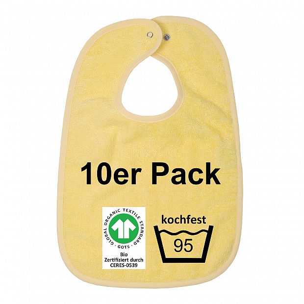 .GOTS kochfest gelb 10 St�ck Riesen-Latz m. Druckk