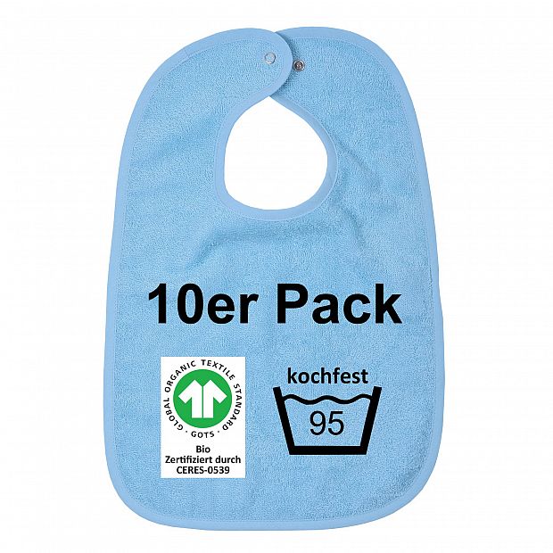 .GOTS kochfest blau 10er-Pack Riesen-Latz m. Druck