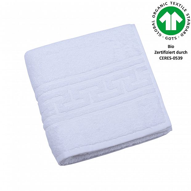 Jacquard M GOTS weiss Handtuch 50x100 cm