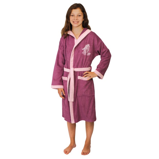 Mdchen-Bademantel Pferde mauve Gre 116-164
