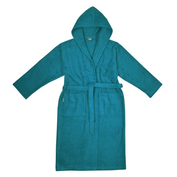 Da/He. Bademantel Kapuze petrol Gre XS-XL