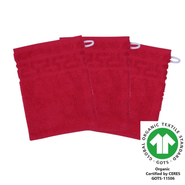 Waschhandschuh 17x22 cm 3er Pack weinrot
