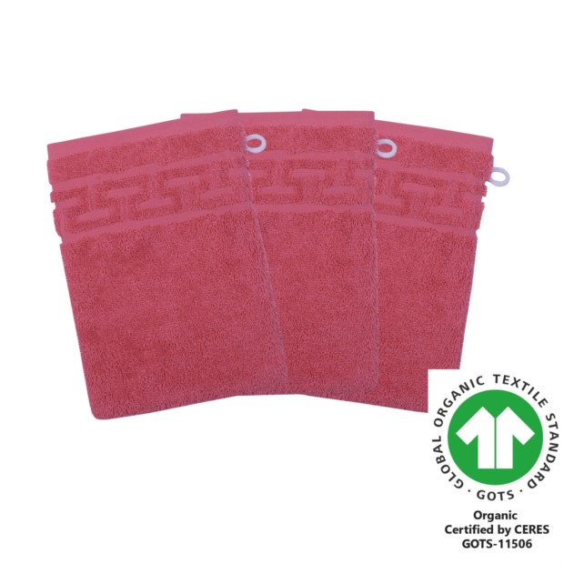 Waschhandschuh 17x22 cm 3er Pack preiselbeer