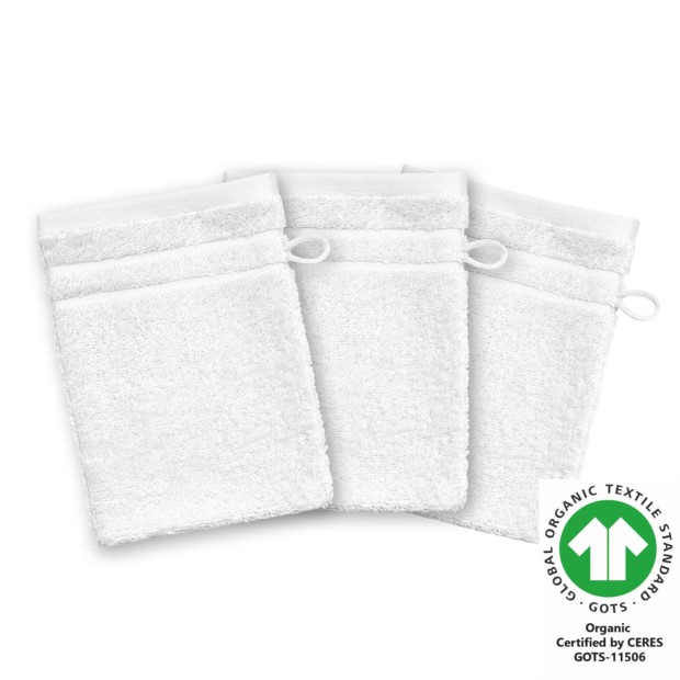 Waschhandschuh 17x22 cm 3er Pack reinweiss 101