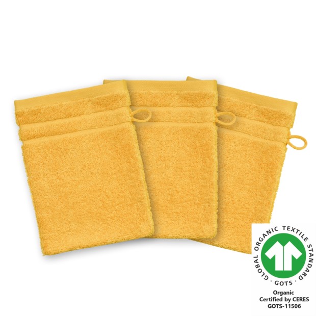 Waschhandschuh 17x22 cm 3er Pack safran 509