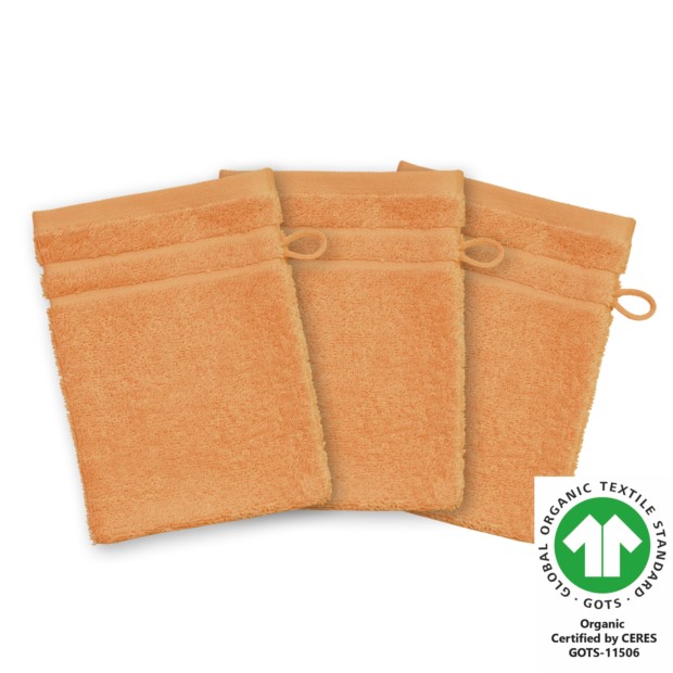 Waschhandschuh 17x22 cm 3er Pack camel 546
