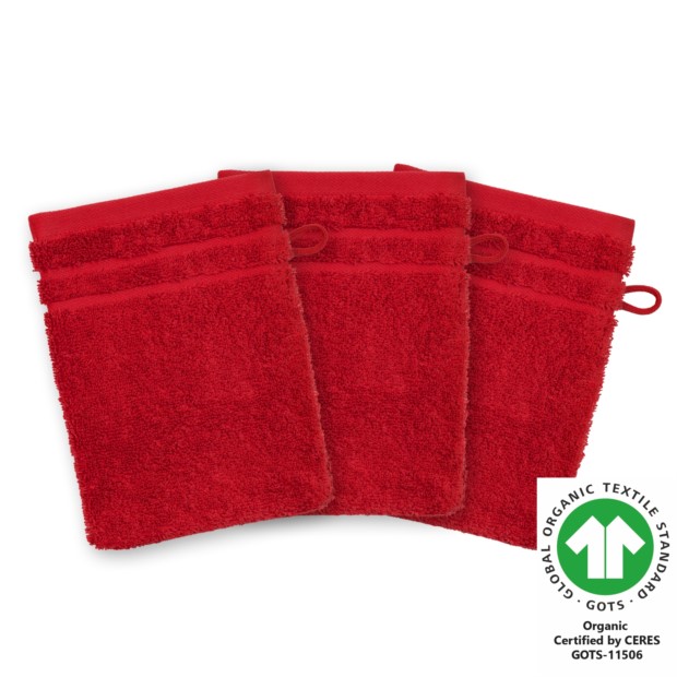 Waschhandschuh 17x22 cm 3er Pack feuerrot 700
