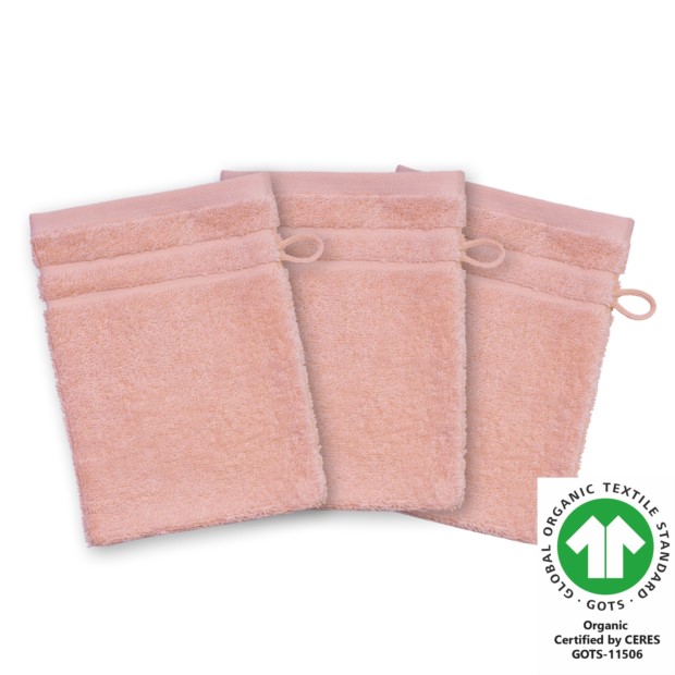Waschhandschuh 17x22 cm 3er Pack silver pink 744