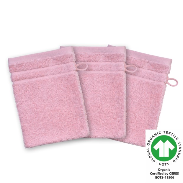 Waschhandschuh 17x22 cm 3er Pack rosa 751