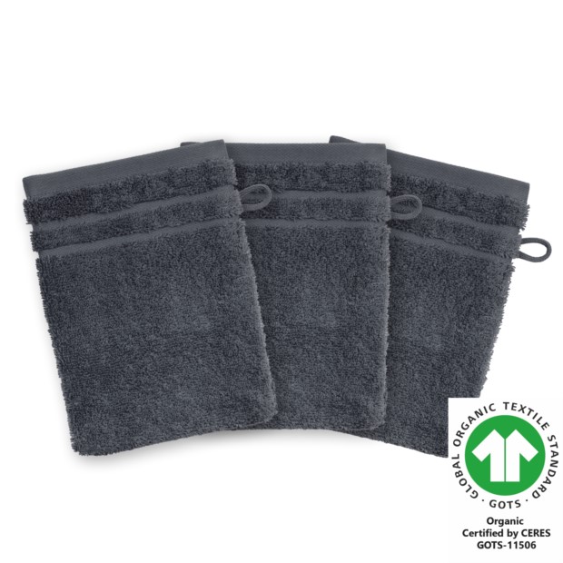 Waschhandschuh 17x22 cm 3er Pack graphit 804