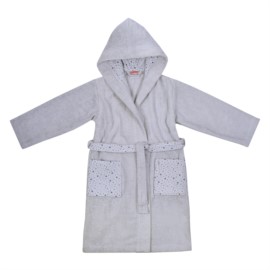 Sterne hellgrau Kinder-Bademantel Gre 92-140