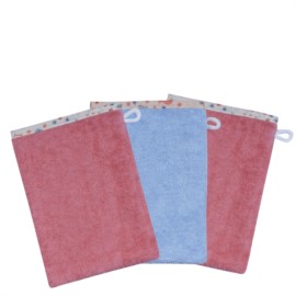 Vogel koralle/sky Waschhandschuh 3er Set 15 x 21 c