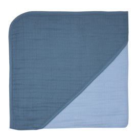 Musselin Uni stahl-dunkelblau Kapuzen-Bt. 100x100 