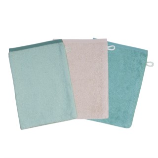 Waschhandschuh 3er Pack mint/greige 