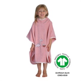 Dinofamilie rosa Bade-Poncho Gre 60x75 cm