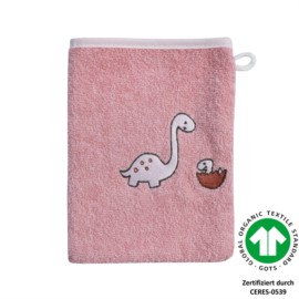 Dinofamilie rosa Waschhandschuh Gre 15x21 cm