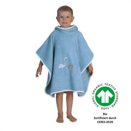 Dinofamilie stahlblau Bade-Poncho Gre 60x75 cm