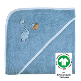 Dinofamilie stahlblau Kapuzen-Bt. Gre 100x100 cm