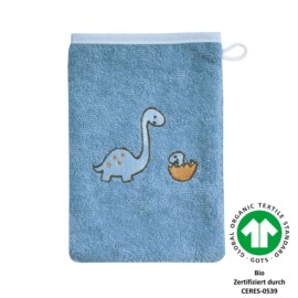 Dinofamilie stahlblau Waschhandschuh Gre 15x21 c