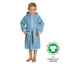 Dinofamilie stahlblau Kinder-Bademantel 74/80-110/