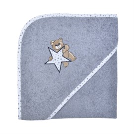 Teddy/Stern grau Kapuzen-Bt. Gre 80x80 cm