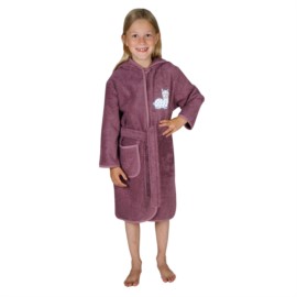 Lama mauve Kinder-Bademantel 74/80-110/116