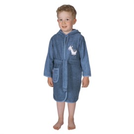 Zebra dunkelblau Kinder-Bademantel 74/80-110/116