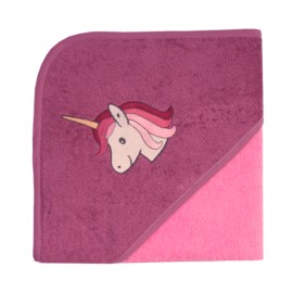 Einhorn pink/light mauve Kapuzen-Bt. Gre 80x80 c