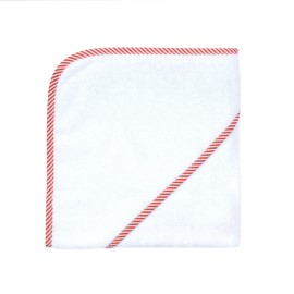 weiss-Streifen rot Kapuzen-Badetuch 80 x 80 cm