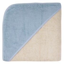 Uni greige-stahlblau Kapuzen-Badetuch 140x140 cm