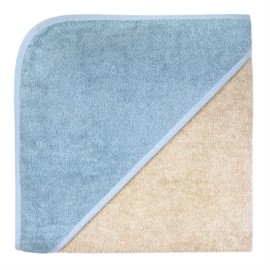 Uni greige-stahlblau Kapuzen-Bt. Gre 100x100 cm