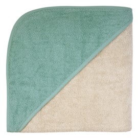 Uni greige-eisblau Kapuzen-Badetuch 140x140 cm