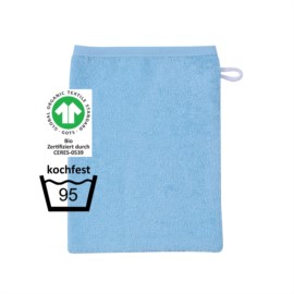 GOTS kochfest blau Waschhandschuh Gre 15x21 cm
