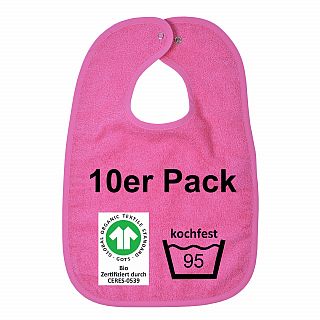 .GOTS kochfest pink 10er-Pack Riesen-Latz m. Druck