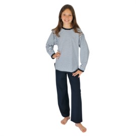 Md. Single-Schlafanzug Ringel weiss-navy Gre 140
